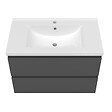 AICA SANITAIRE - Ensemble de meuble de salle de bain anthracite clair 79cm+Vasque+Miroir+Colonne meuble salle de bain-Armoire de rangement-Meubles-lavabos - vignette