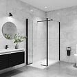 AICA SANITAIRE - AICA paroi de douche avec retour pivotant 120+40x200cm avec une barre extensible, paroi de douche pivotante 45x200cm, profil en Noir mat, verre 8mm securit anticalcaire - vignette