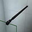 AICA SANITAIRE - AICA paroi de douche avec retour pivotant 120+40x200cm avec une barre extensible, paroi de douche pivotante 45x200cm, profil en Noir mat, verre 8mm securit anticalcaire - vignette
