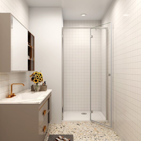 AICA SANITAIRE - AICA Porte de douche pivotante 110x195cm en 6mm verre de sécurité anticalcaire avec barre de fixation - large