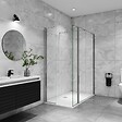 AICA SANITAIRE - AICA paroi de douche avec retour pivotant 120+40x200cm avec une barre extensible, paroi de douche pivotante 45x200cm, verre 8mm securit anticalcaire - vignette