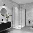 AICA SANITAIRE - AICA paroi de douche avec retour pivotant 120+40x200cm avec une barre extensible, paroi de douche pivotante 45x200cm, verre 8mm securit anticalcaire - vignette