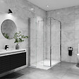 AICA SANITAIRE - AICA paroi de douche avec retour pivotant 120+40x200cm avec une barre extensible, paroi de douche pivotante 45x200cm, verre 8mm securit anticalcaire - vignette