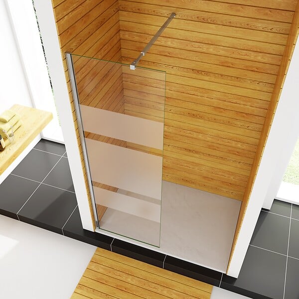 AICA SANITAIRE - AICA paroi de douche à l'italienne 60x190cm en 6mm verre avec bandes horizontales sérigraphiées, livré avec barre de fixation extensible 73-120cm - large