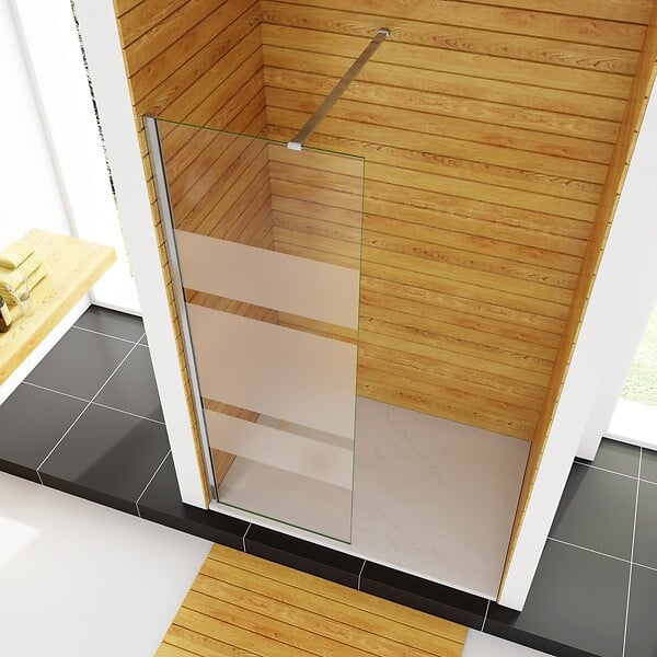 AICA SANITAIRE - AICA paroi de douche à l'italienne 60x190cm en 6mm verre avec bandes horizontales sérigraphiées, livré avec barre de fixation 90cm - large