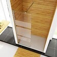 AICA SANITAIRE - AICA paroi de douche à l'italienne 60x190cm en 6mm verre avec bandes horizontales sérigraphiées, livré avec barre de fixation 90cm - vignette