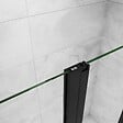 AICA SANITAIRE - AICA porte de douche battante 110x200cm avec un élément fixe, profilé noir mat, Porte de douche Hauteur 200cm en 8mm verre anticalcaire - vignette