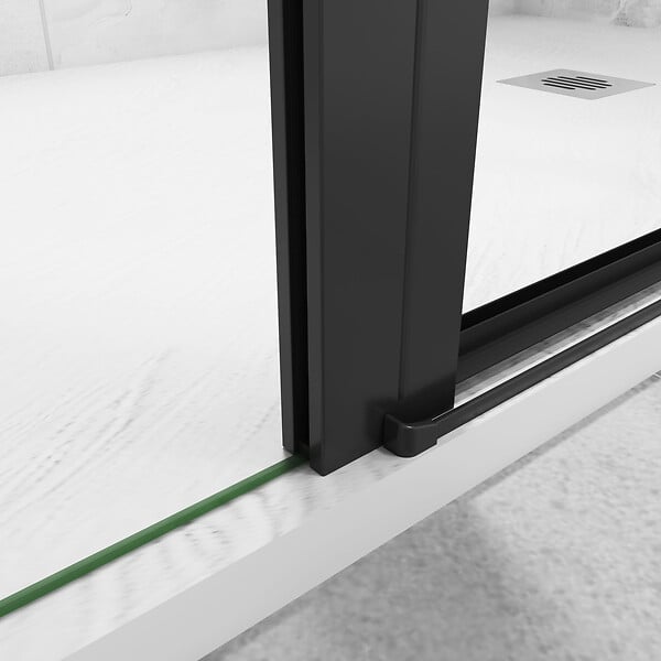 AICA SANITAIRE - AICA porte de douche battante 110x200cm avec un élément fixe, profilé noir mat, Porte de douche Hauteur 200cm en 8mm verre anticalcaire - large