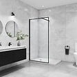 AICA SANITAIRE - AICA paroi de douche noire 80x200cm paroi de douche à l'italienne en 8mm verre anticalcaire avec barre de fixation extensible 73-120cm en carré - vignette