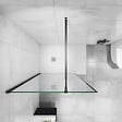 AICA SANITAIRE - AICA paroi de douche noire 80x200cm paroi de douche à l'italienne en 8mm verre anticalcaire avec barre de fixation extensible 73-120cm en carré - vignette