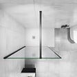 AICA SANITAIRE - AICA paroi de douche noire 80x200cm paroi de douche à l'italienne en 8mm verre anticalcaire avec barre de stabilisation 140cm - vignette