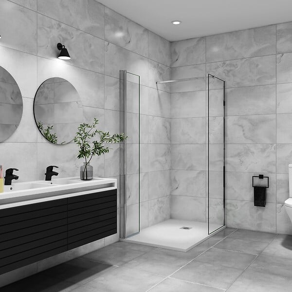 AICA SANITAIRE - AICA paroi de douche à l'italienne  50x200cm avec une barre de fixation, paroi de douche pivotante 45x200cm, verre 8mm securit anticalcaire - large