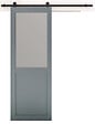 GD MENUISERIES - Porte Coulissante Athena Gris Clair Vitrée H204 x L73 cm, Rail roulettes - vignette