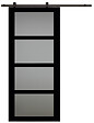 GD MENUISERIES - Porte Coulissante Telia Noir Vitrée H204 x L83 cm, Rail roulettes - vignette