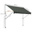 OUTSUNNY - Store banne manuel rétractable 3L x 1,5l m inclinaison et hauteur réglable installation rapide métal alu polyester anti-UV gris - vignette