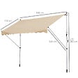 OUTSUNNY - Store banne manuel rétractable 3L x 1,5l m inclinaison et hauteur réglable installation rapide métal alu polyester anti-UV beige - vignette
