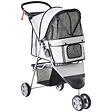 PAWHUT - Poussette buggy pliable animaux chariot pliant chien chat porte-gobelet panier de rangement inclus roues avec frein tissu 600D Oxford métal gris - vignette