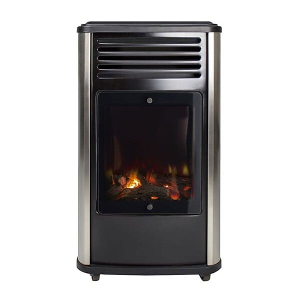 SAHARA - Chauffage à gaz 3.4 KW mobile Noir Effet feu + Tuyau gaz + Détendeur butane Manhattan SAHARA - large