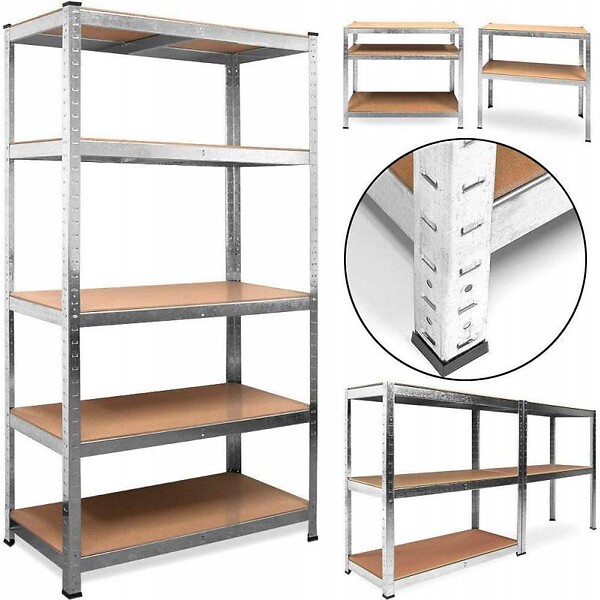 SECURY-T - Lot de 2 étagères de rayonnage modulables en métal, 5 étages, 175kg/par étagère - large