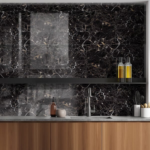 DUMAWALL+ - Dalle PVC Dumawall+ Tavira - Marbre et marron - 37,5x65cm - large