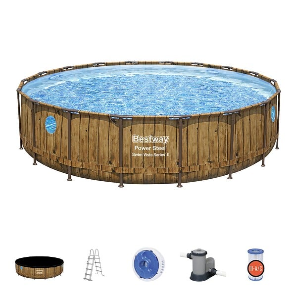 BESTWAY - Piscine tubulaire Power Steel - Ronde - Diam.549xH.122cm - large