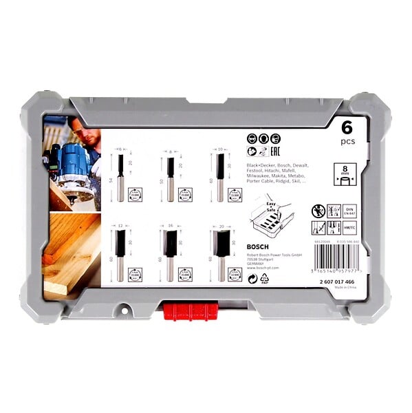 BOSCH - Coffret de 6 fraises droites Bosch Professional 2607017466 à queue de 8mm - large