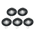 XANLITE - Lot de 5 spots LED encastrables noirs avec ampoules incluses, culot GU10, puissance équivalente 50W, flux 345 lm, lumière blanc neutre 4000 K, usage intérieur - vignette
