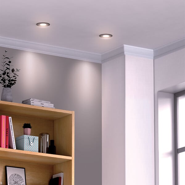 XANLITE - Lot de 5 spots LED encastrables noirs avec ampoules incluses, culot GU10, puissance équivalente 50W, flux 345 lm, lumière blanc neutre 4000 K, usage intérieur - large