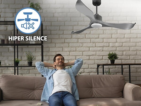 PURLINE - Ventilateur de plafond Réversible  Thermostat Dimmable Wifi Moteur à courant continu Toits en pente Télécommande Lumière à trois tons Mémoire - large