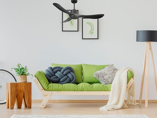 PURLINE - Ventilateur de plafond Réversible  Thermostat Wifi Moteur à courant continu Toits en pente Télécommande Hypersilence Mémoire - large
