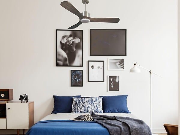 PURLINE - Ventilateur de plafond Réversible  Thermostat Dimmable Wifi Moteur à courant continu Toits en pente Télécommande Lumière à trois tons Hypersilence Mémoire - large