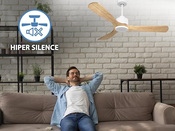 PURLINE - Ventilateur de plafond Réversible  Thermostat Wifi Moteur à courant continu Toits en pente Télécommande Hypersilence Mémoire - large