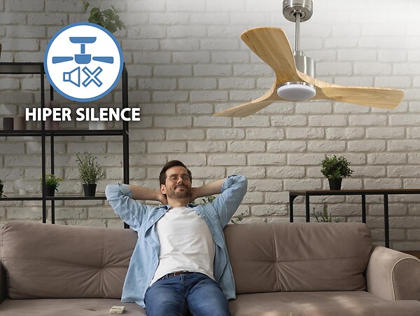 PURLINE - Ventilateur de plafond Réversible  Thermostat Dimmable Wifi Moteur à courant continu Toits en pente Télécommande Lumière à trois tons Hypersilence Mémoire - large