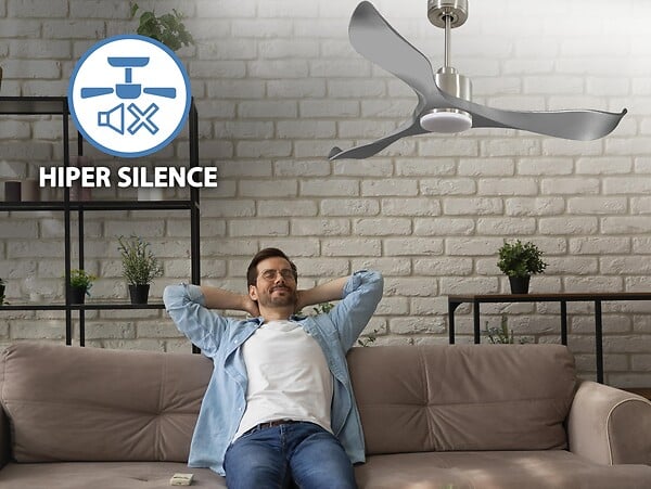 PURLINE - Ventilateur de plafond Réversible  Thermostat Dimmable Wifi Moteur à courant continu Toits en pente Télécommande Lumière à trois tons Mémoire - large