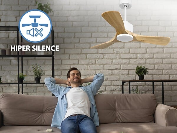 PURLINE - Ventilateur de plafond Réversible  Thermostat Wifi Moteur à courant continu Toits en pente Télécommande Hypersilence Mémoire - large