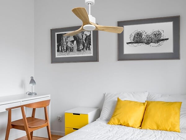 PURLINE - Ventilateur de plafond Réversible  Thermostat Wifi Moteur à courant continu Toits en pente Télécommande Hypersilence Mémoire - large