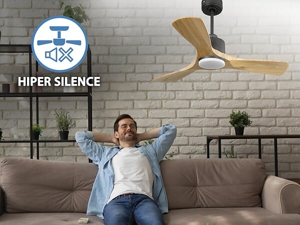 PURLINE - Ventilateur de plafond Réversible  Thermostat Dimmable Wifi Moteur à courant continu Toits en pente Télécommande Lumière à trois tons Hypersilence Mémoire - large