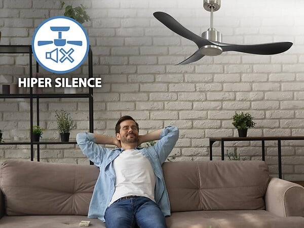 PURLINE - Ventilateur de plafond Réversible  Thermostat Wifi Moteur à courant continu Toits en pente Télécommande Hypersilence Mémoire - large