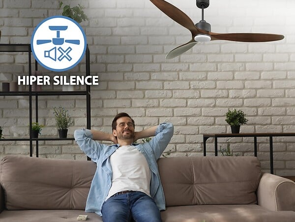 PURLINE - Ventilateur de plafond Réversible  Thermostat Dimmable Wifi Moteur à courant continu Toits en pente Télécommande Lumière à trois tons Hypersilence Mémoire - large