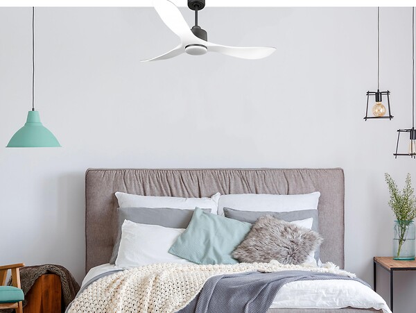 PURLINE - Ventilateur de plafond Réversible  Thermostat Dimmable Wifi Moteur à courant continu Toits en pente Télécommande Lumière à trois tons Hypersilence Mémoire - large