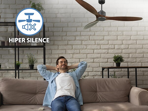 PURLINE - Ventilateur de plafond Réversible  Thermostat Wifi Moteur à courant continu Toits en pente Télécommande Hypersilence Mémoire - large