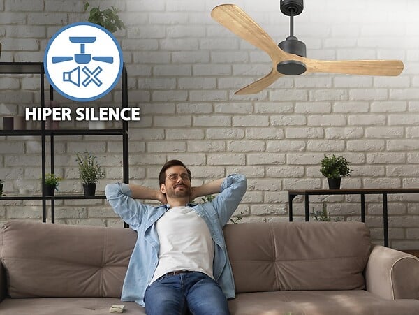PURLINE - Ventilateur de plafond Réversible  Thermostat Wifi Moteur à courant continu Toits en pente Télécommande Hypersilence Mémoire - large