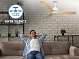 PURLINE - Ventilateur de plafond Réversible  Thermostat Dimmable Wifi Moteur à courant continu Toits en pente Télécommande Lumière à trois tons Hypersilence Mémoire - vignette