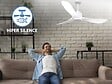 PURLINE - Ventilateur de plafond Réversible  Thermostat Dimmable Wifi Moteur à courant continu Toits en pente Télécommande Lumière à trois tons Hypersilence Mémoire - vignette