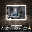 AICA SANITAIRE - Miroir LED salle de bain bluetooth + horloge + antibuée 3 couleurs -160x80cm - vignette