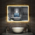 AICA SANITAIRE - Miroir LED salle de bain bluetooth + horloge + antibuée 3 couleurs -120x70cm - vignette