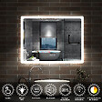 AICA SANITAIRE - Miroir LED salle de bain bluetooth + horloge + antibuée 3 couleurs -120x70cm - vignette