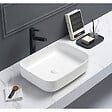 SWISS AQUA TECHNOLOGIES - Swiss Aqua Technologies Set vasque à poser rectangulaire 50x39x13cm sans trop-plein + bonde à écoulement libre Infinitio blanc - vignette