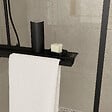 AURLANE - Paroi de Douche Noir Mat 100x200cm - Porte-serviette et étagère - DARK CONTOURING SHELF - vignette