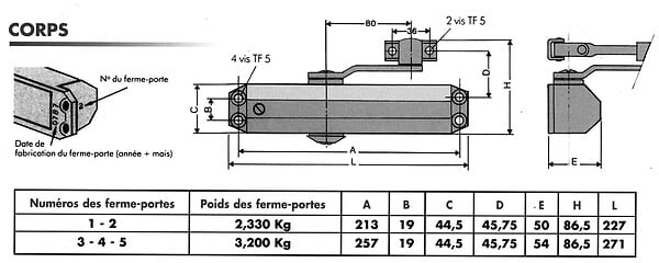 GROOM - Ferme-porte série GR010 force 4 fourni avec bras réglable - GROOM - 50411X - large